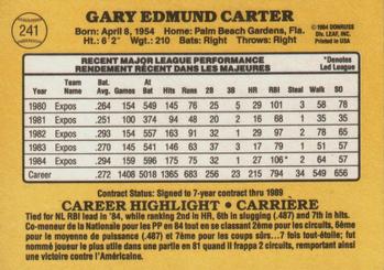 1985 Leaf #241 Gary Carter Back