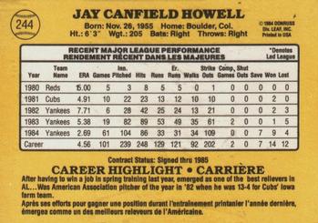 1985 Leaf #244 Jay Howell Back