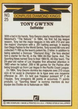 1985 Leaf #25 Tony Gwynn Back