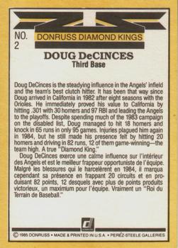 1985 Leaf #2 Doug DeCinces Back