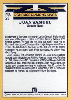1985 Leaf #23 Juan Samuel Back