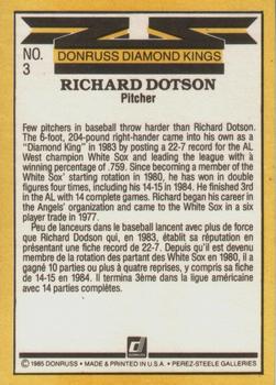 1985 Leaf #3 Richard Dotson Back
