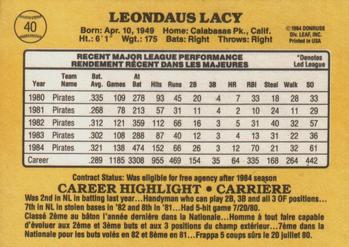 1985 Leaf #40 Lee Lacy Back