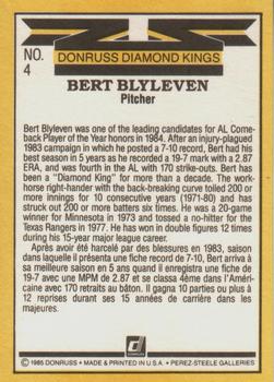 1985 Leaf #4 Bert Blyleven Back