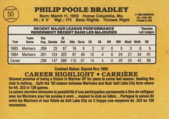 1985 Leaf #50 Phil Bradley Back