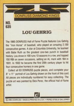 1985 Leaf #635 Lou Gehrig Back
