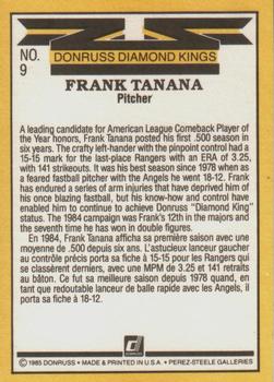 1985 Leaf #9 Frank Tanana Back
