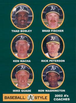 2002 Plumbers Union Oakland Athletics #28 Coaches (Rick Peterson / Thad Bosley / Ken Macha / Mike Quade / Brad Fischer / Ron Washington) Front