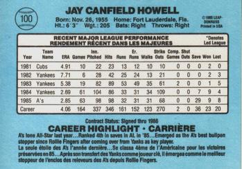 1986 Leaf #100 Jay Howell Back