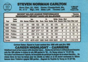 1986 Leaf #117 Steve Carlton Back