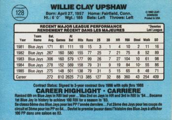 1986 Leaf #128 Willie Upshaw Back