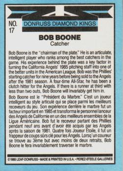 1986 Leaf #17 Bob Boone Back