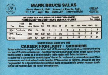 1986 Leaf #185 Mark Salas Back