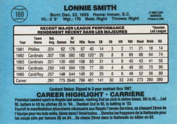 1986 Leaf #188 Lonnie Smith Back