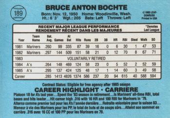 1986 Leaf #189 Bruce Bochte Back
