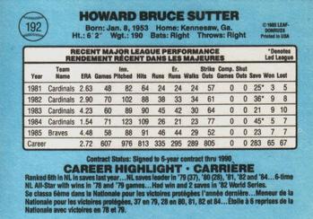 1986 Leaf #192 Bruce Sutter Back