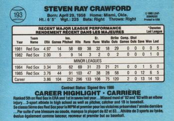 1986 Leaf #193 Steve Crawford Back