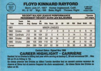 1986 Leaf #197 Floyd Rayford Back