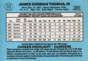1986 Leaf #213 Gorman Thomas Back