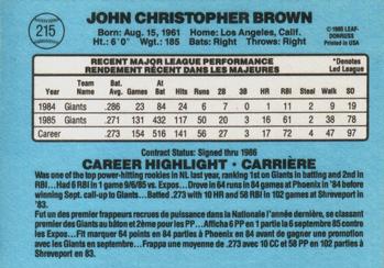 1986 Leaf #215 Chris Brown Back