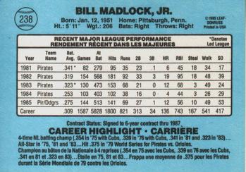 1986 Leaf #238 Bill Madlock Back