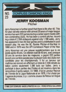 1986 Leaf #23 Jerry Koosman Back