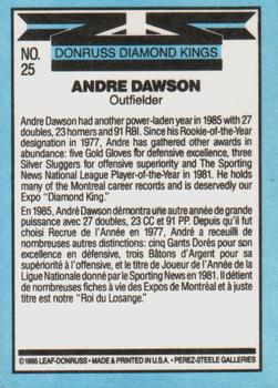 1986 Leaf #25 Andre Dawson Back