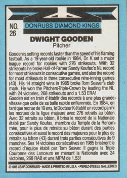 1986 Leaf #26 Dwight Gooden Back