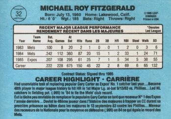1986 Leaf #32 Mike Fitzgerald Back