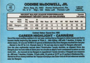 1986 Leaf #46 Oddibe McDowell Back