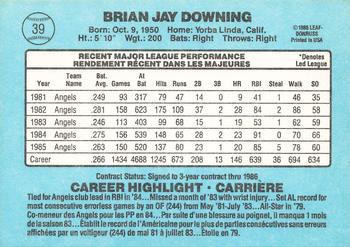 1986 Leaf #39 Brian Downing Back