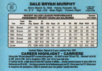 1986 Leaf #60 Dale Murphy Back