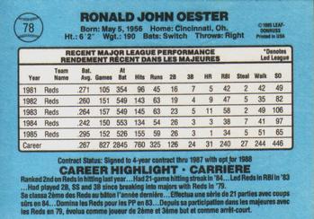 1986 Leaf #78 Ron Oester Back