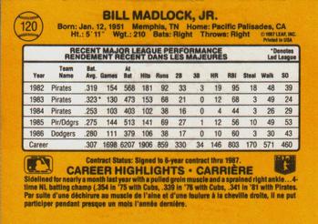 1987 Leaf #120 Bill Madlock Back