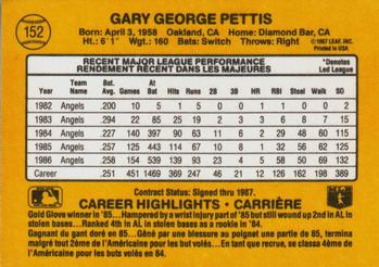 1987 Leaf #152 Gary Pettis Back