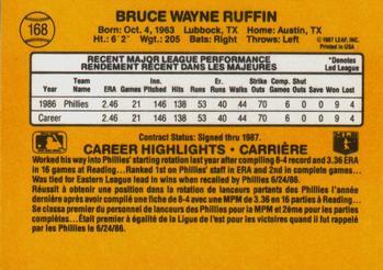 1987 Leaf #168 Bruce Ruffin Back