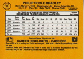 1987 Leaf #200 Phil Bradley Back