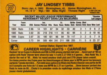 1987 Leaf #207 Jay Tibbs Back