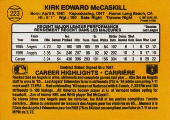 1987 Leaf #223 Kirk McCaskill Back