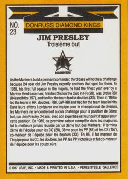 1987 Leaf #23 Jim Presley Back