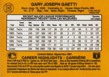 1987 Leaf #245 Gary Gaetti Back