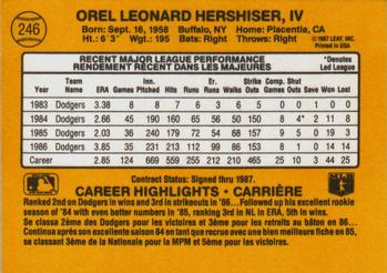 1987 Leaf #246 Orel Hershiser Back