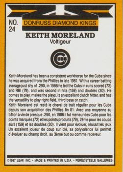 1987 Leaf #24 Keith Moreland Back
