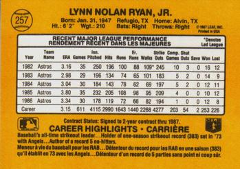 1987 Leaf #257 Nolan Ryan Back