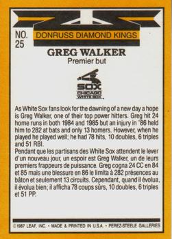 1987 Leaf #25 Greg Walker Back