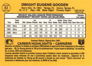 1987 Leaf #84 Dwight Gooden Back