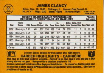 1987 Leaf #90 Jim Clancy Back