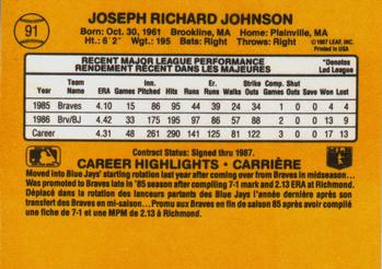 1987 Leaf #91 Joe Johnson Back