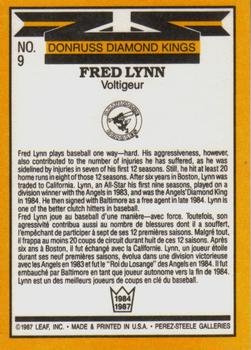 1987 Leaf #9 Fred Lynn Back