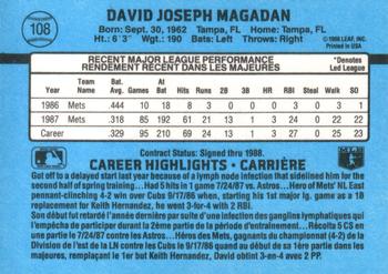 1988 Leaf #108 Dave Magadan Back